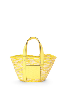LOEWE Basket bag in palm leaf and calfskin Natural/Lemon plp_rd