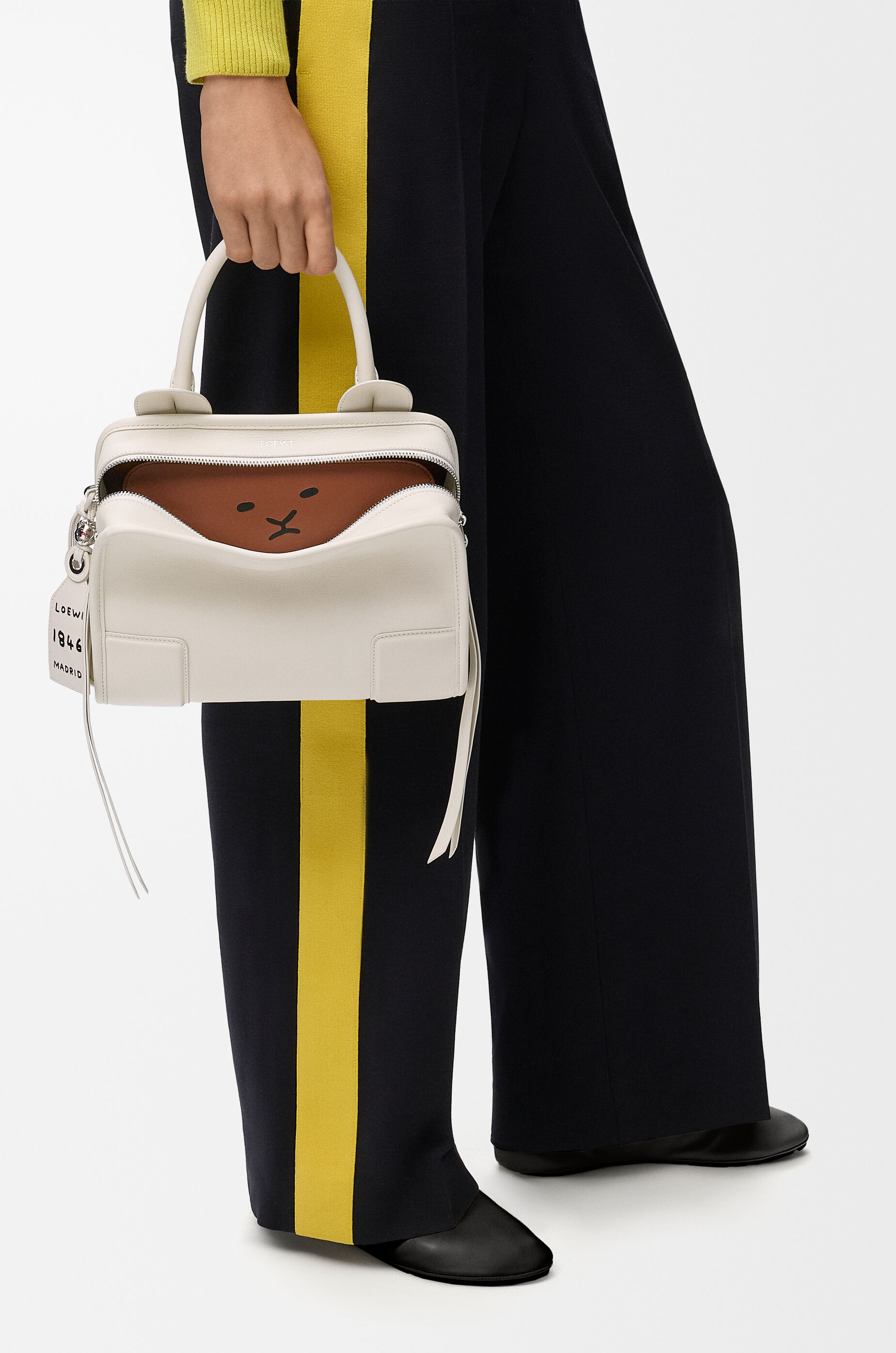 Small Lion Intarsio Amazona 180 bag in calfskin White - LOEWE USA