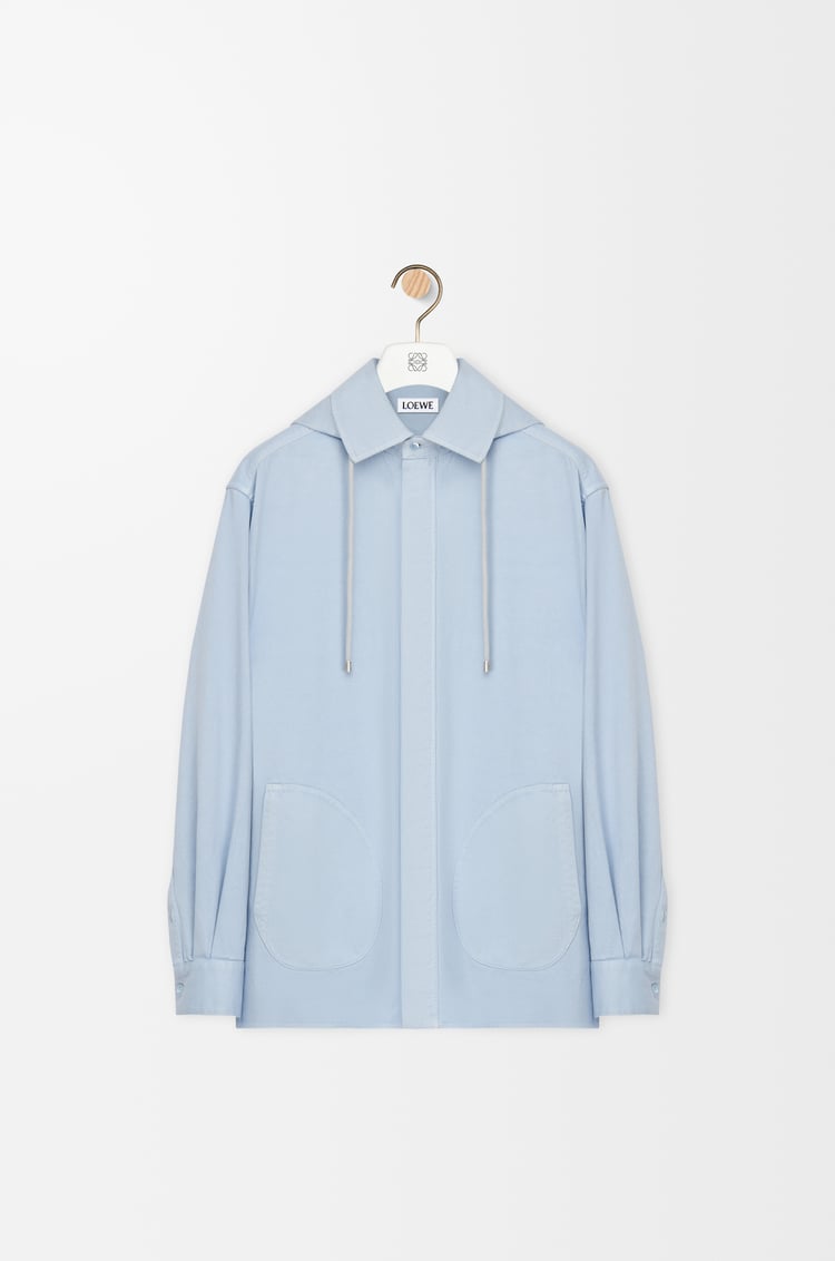 LOEWE Hooded overshirt in cotton Light Blue