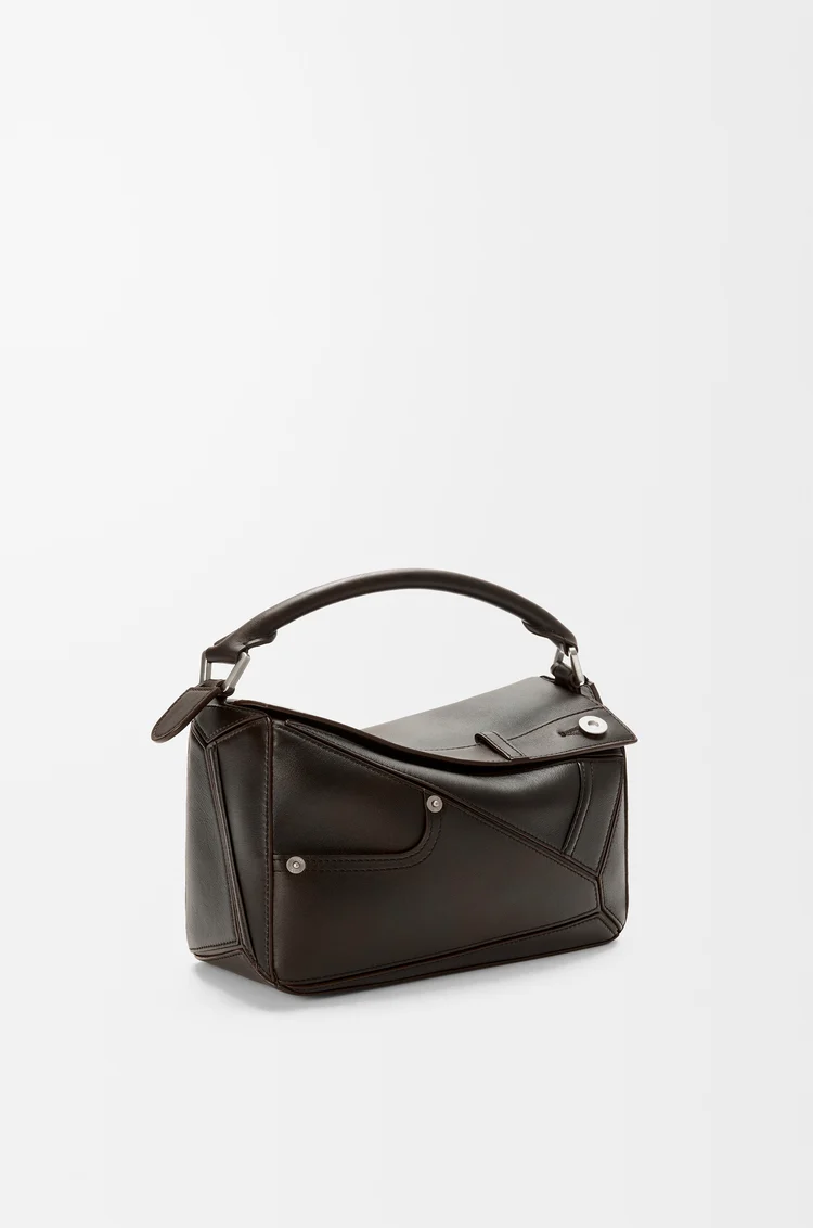 LOEWE Panta small Puzzle bag in shiny calfskin Vintage Brown