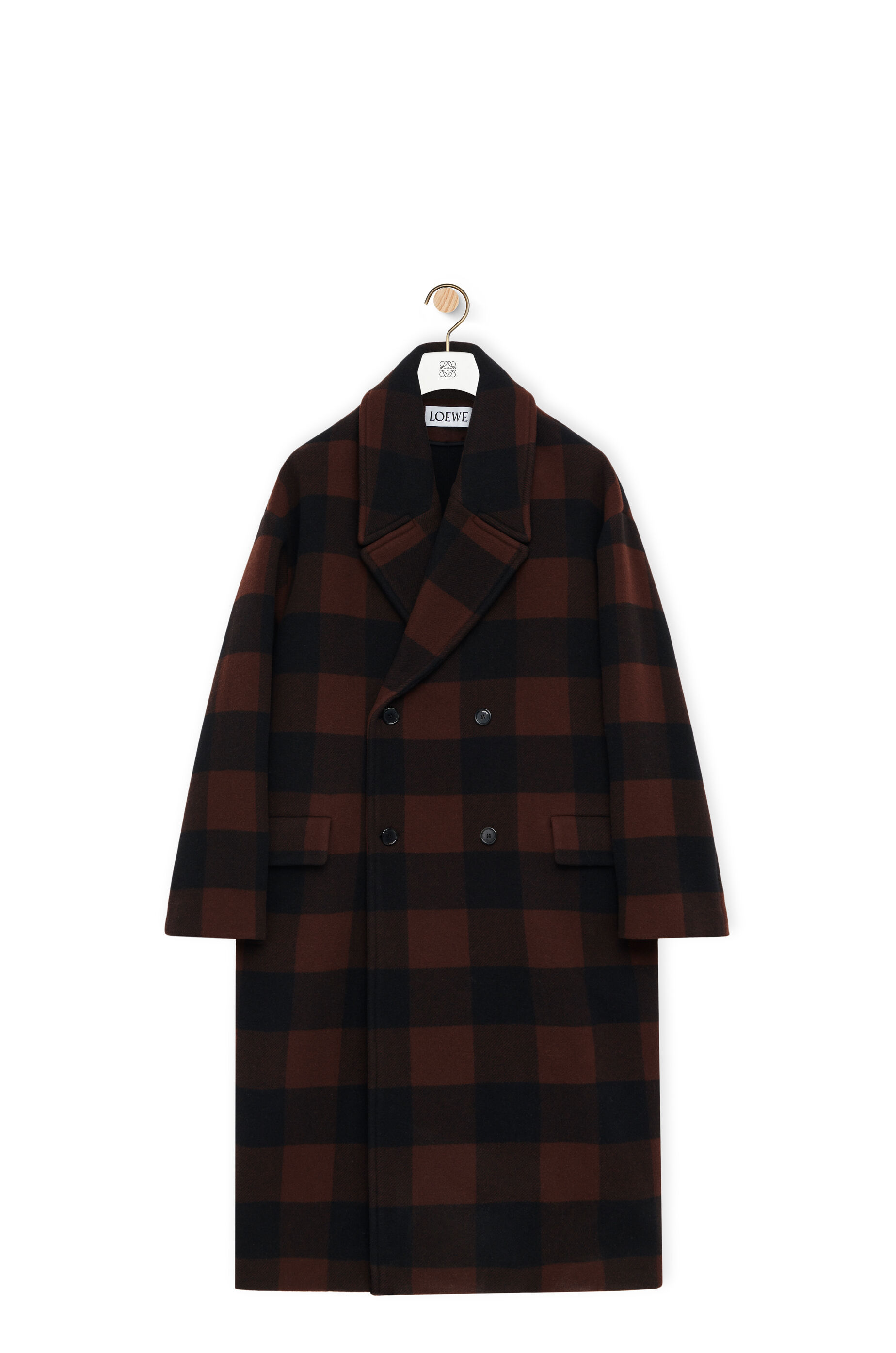 LOEWE Double breasted coat in wool Black/Brown