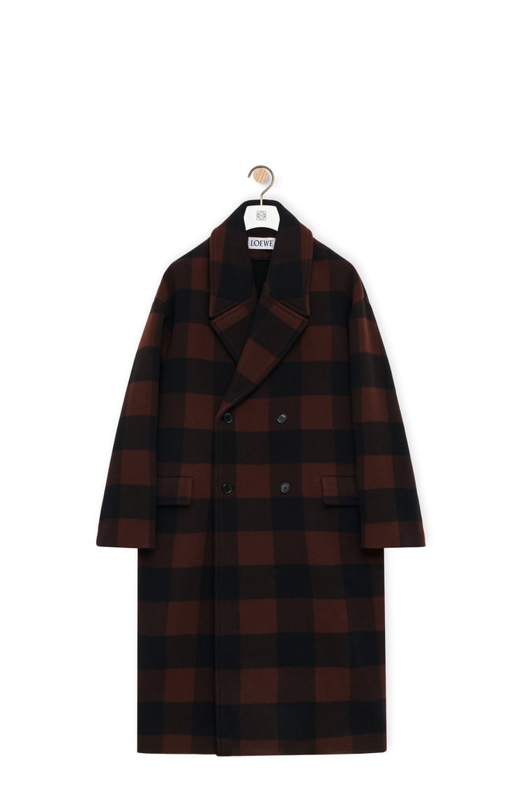 LOEWE Double breasted coat in wool Black/Brown