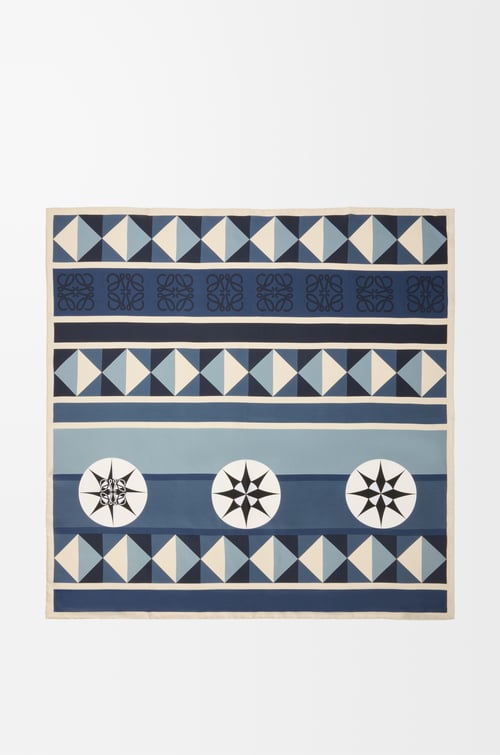 LOEWE Scarf in silk Navy Blue/Multicolor