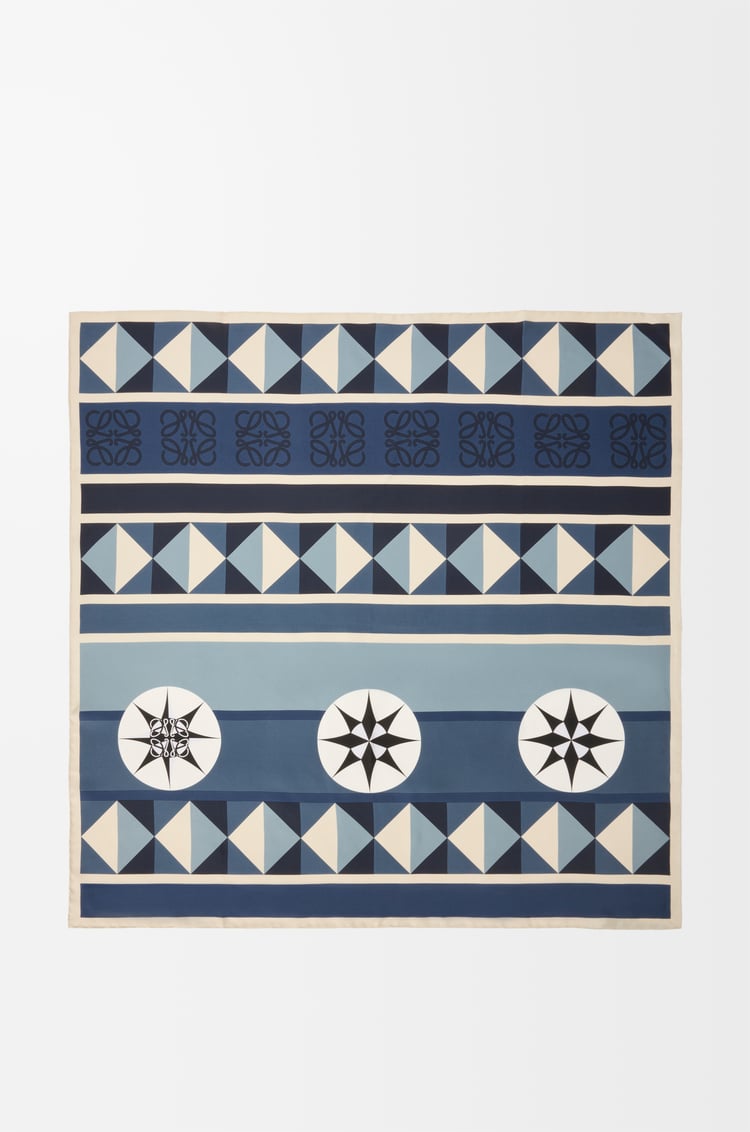 LOEWE Scarf in silk Navy Blue/Multicolor