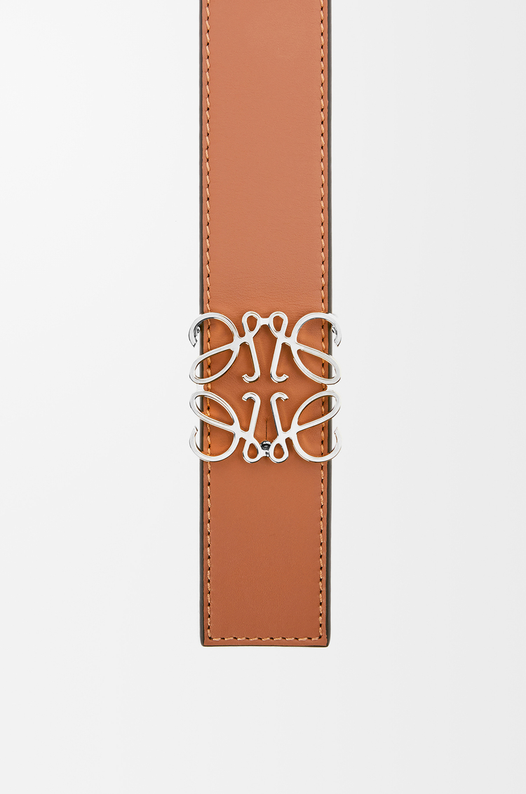 LOEWE Reversible Anagram belt in smooth calfskin Black/Tan/Palladium
