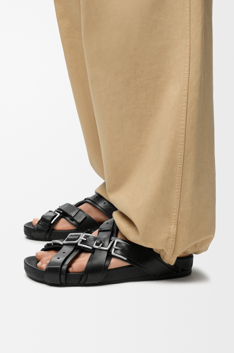 LOEWE Type Fussbett sandal in vegetable-tanned calfskin Black