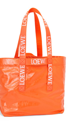 LOEWE Fold Shopper紙質小牛皮手提包 橘