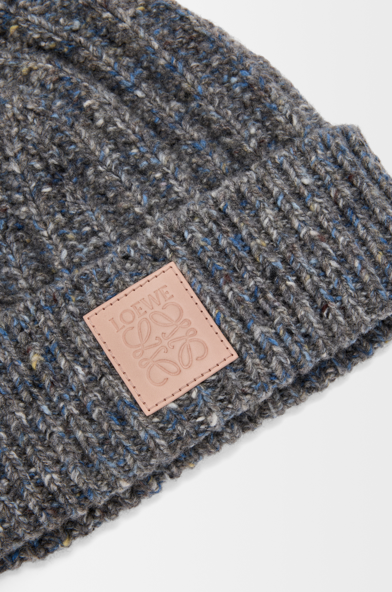 LOEWE Beanie in wool and cashmere blend Grey/Blue Melange