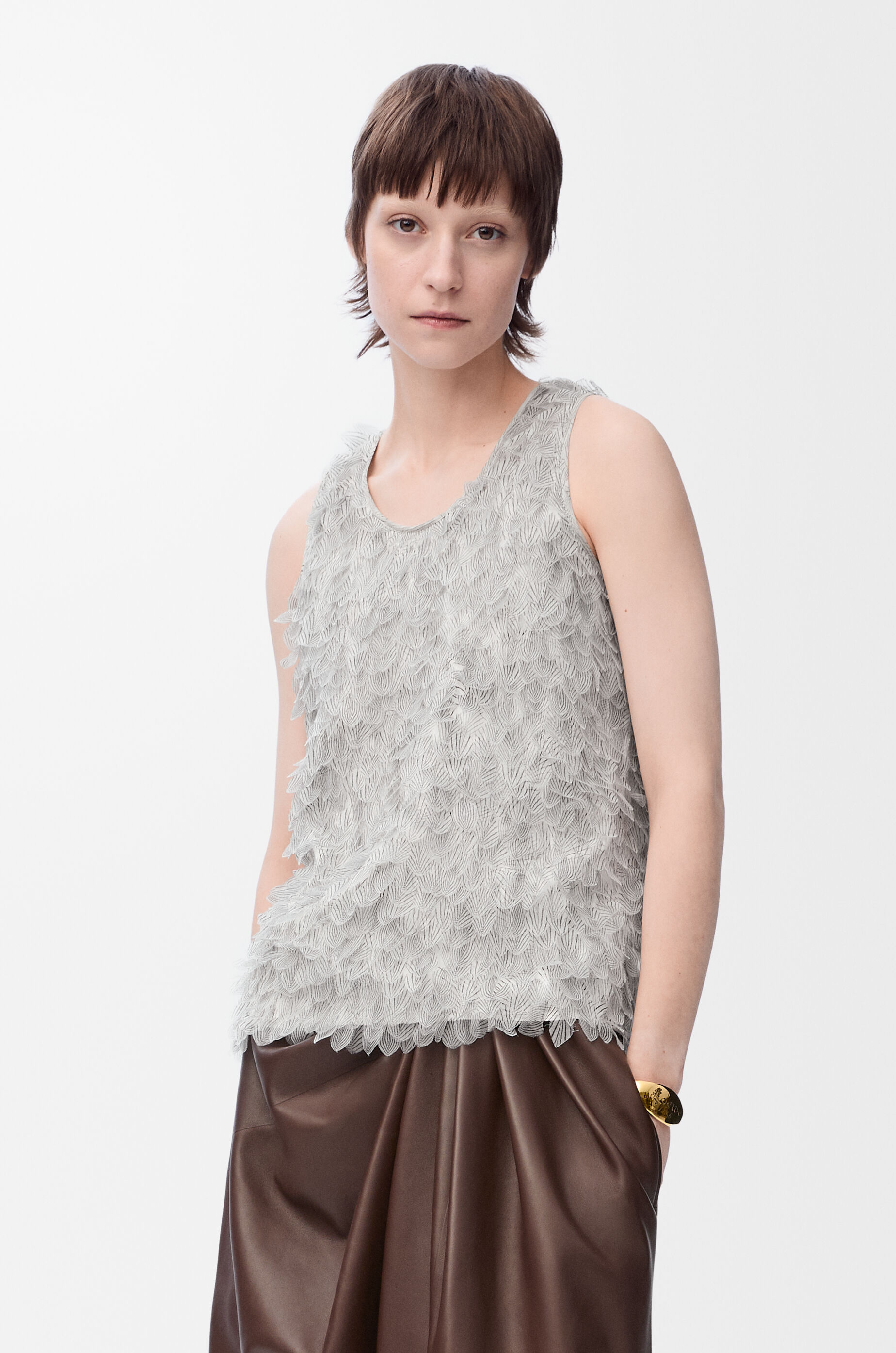 エンベリッシュド タンクトップ（レーヨン） グレー - LOEWE