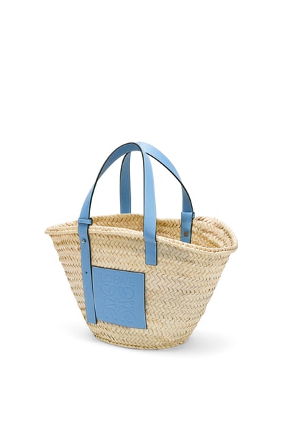 LOEWE Basket bag in palm leaf and calfskin Light Blue plp_rd