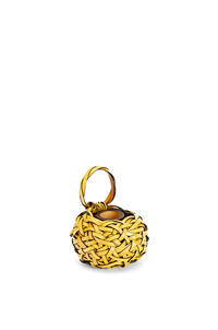 LOEWE Woven nest vase in calfskin and bamboo Yellow