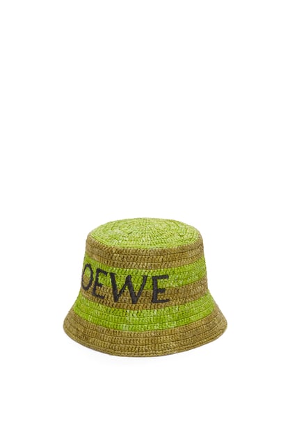 LOEWE Bucket hat in raffia Meadow Green/Olive