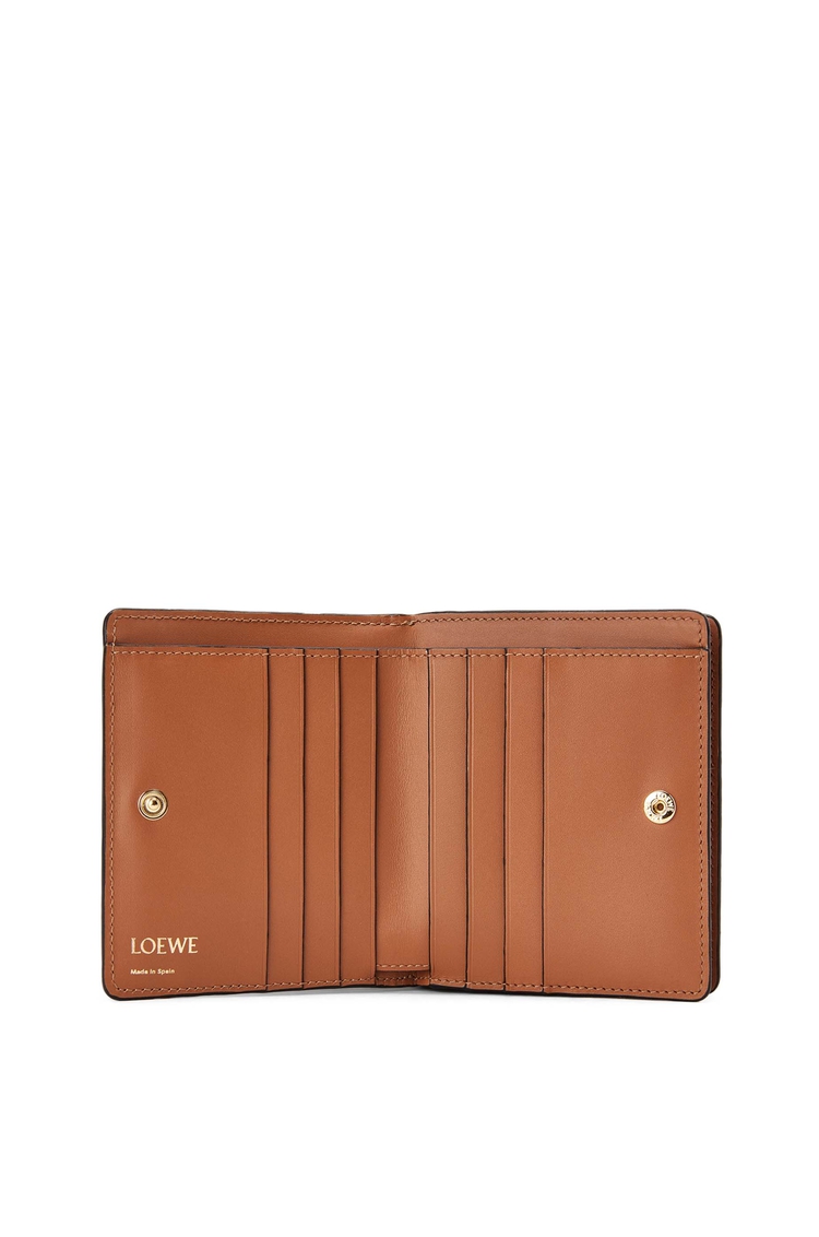 LOEWE Repeat compact zip wallet in embossed silk calfskin Tan