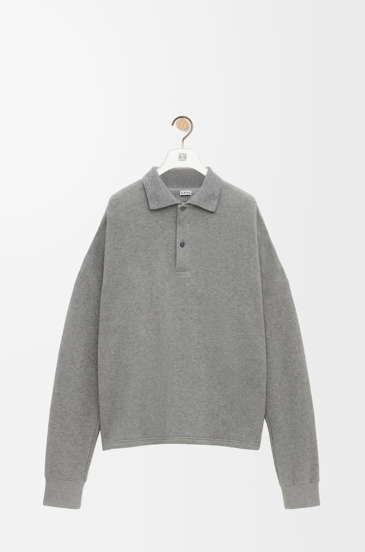 LOEWE Polo sweatshirt in cotton and cashmere Lead Grey