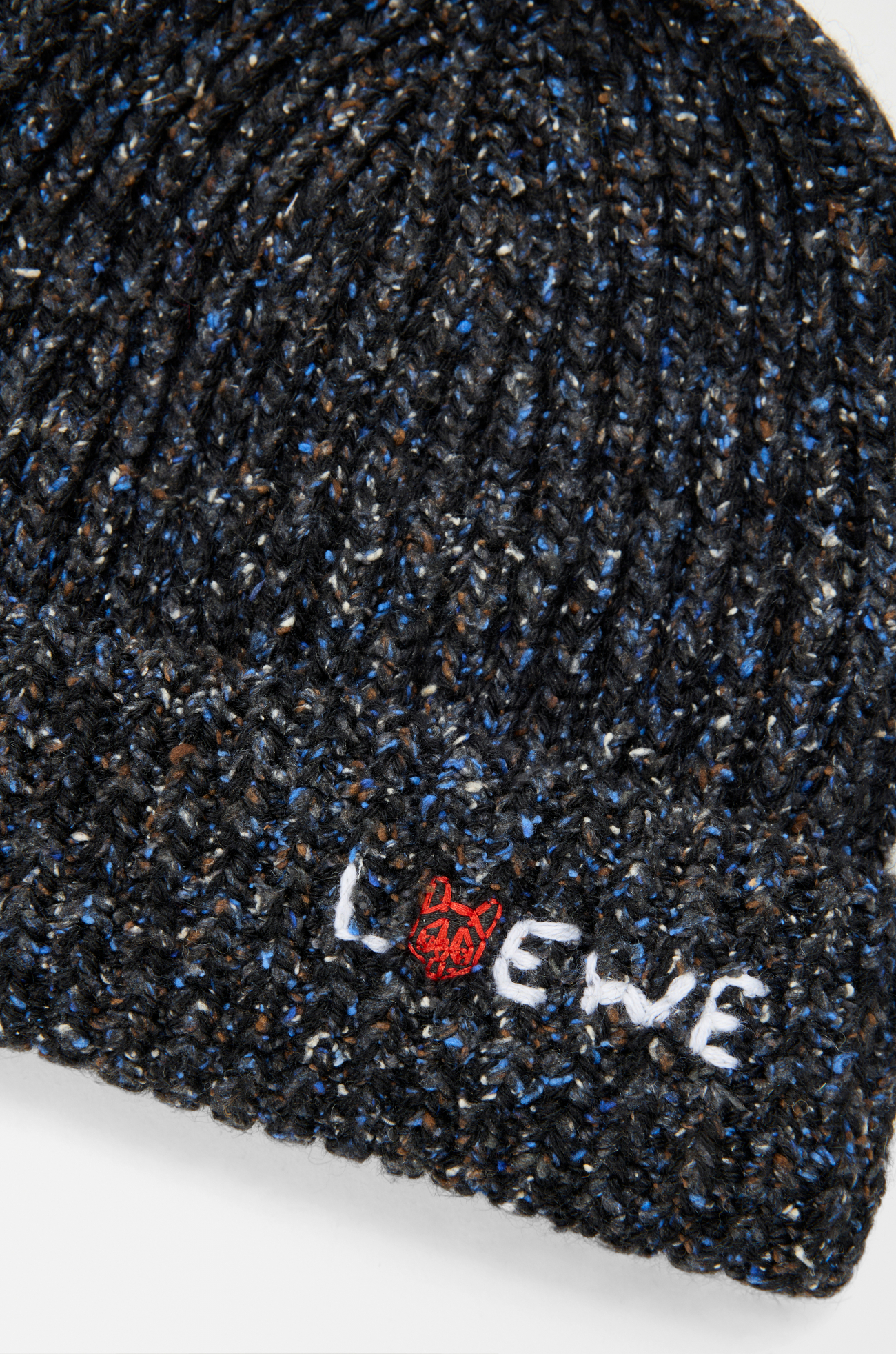 LOEWE Beanie in wool, silk and alpaca blend Black Melange