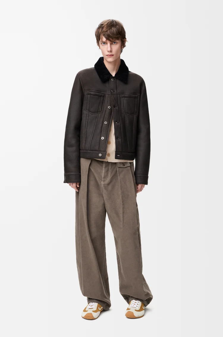 LOEWE Chaqueta trucker en lana de oveja Marrón/Azul Marino