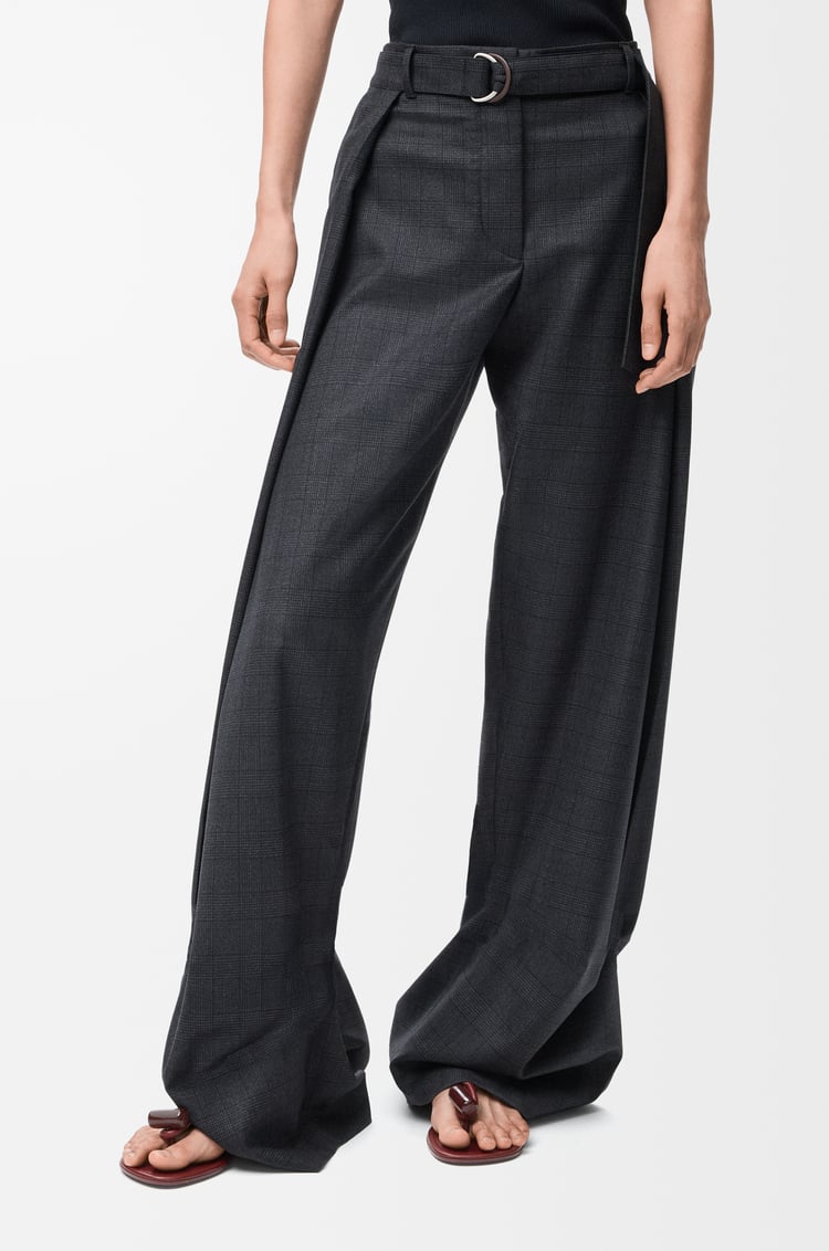 LOEWE Pantalón con cinturón en lana Gris Oscuro