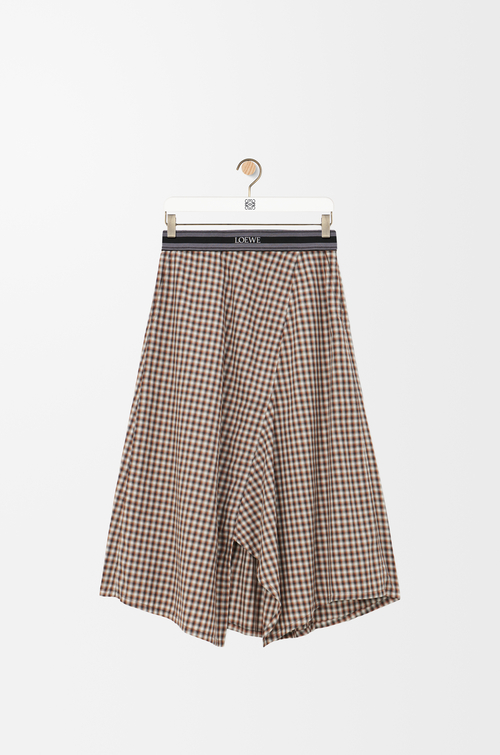 アシンメトリー スカート（コットン） ブラウン/ホワイト/ブラック - LOEWE 