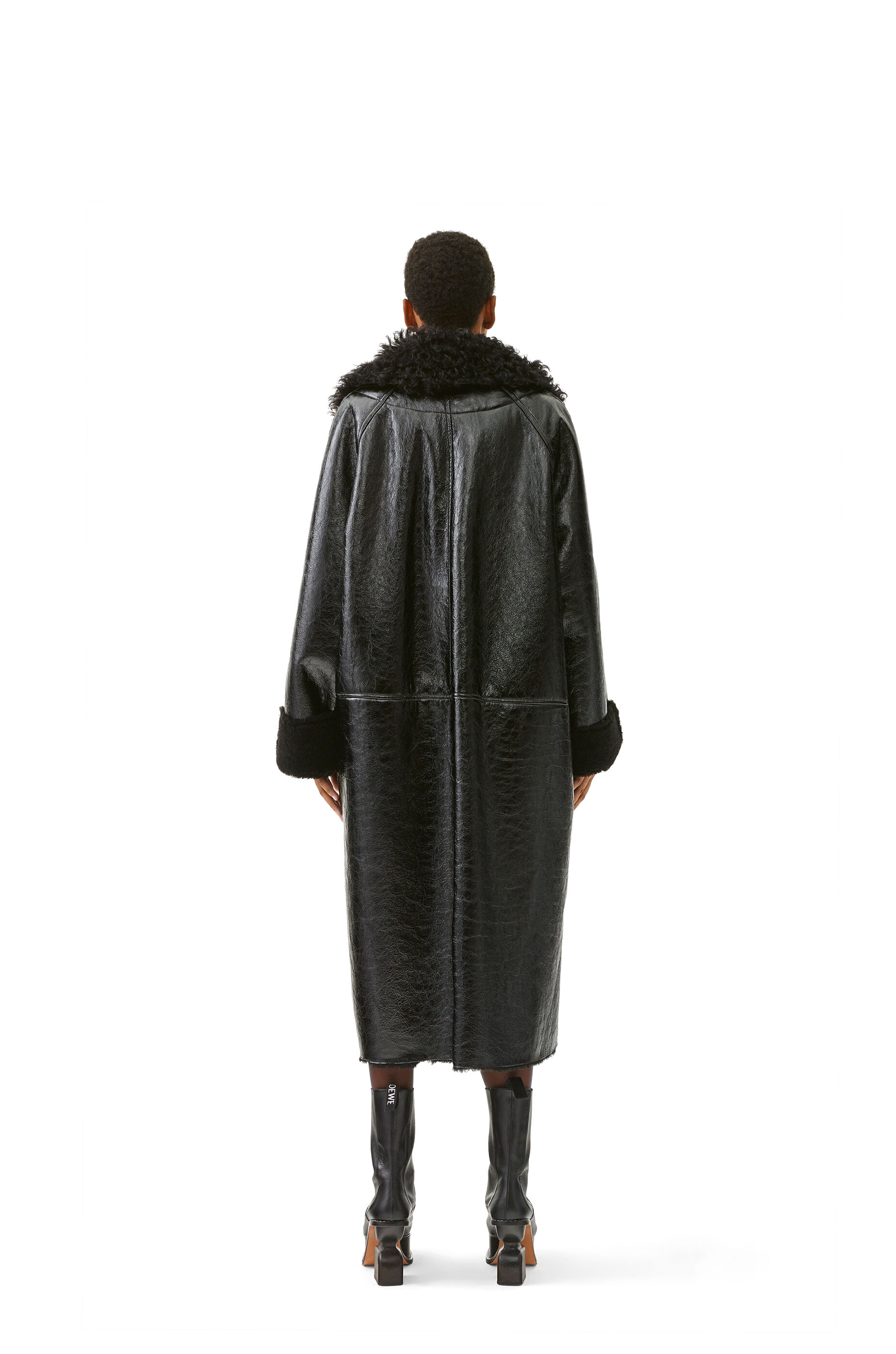 ムートン・ファーコート Loewe Shearling Hooded Jacket Jacket in shearling White - LOEWE