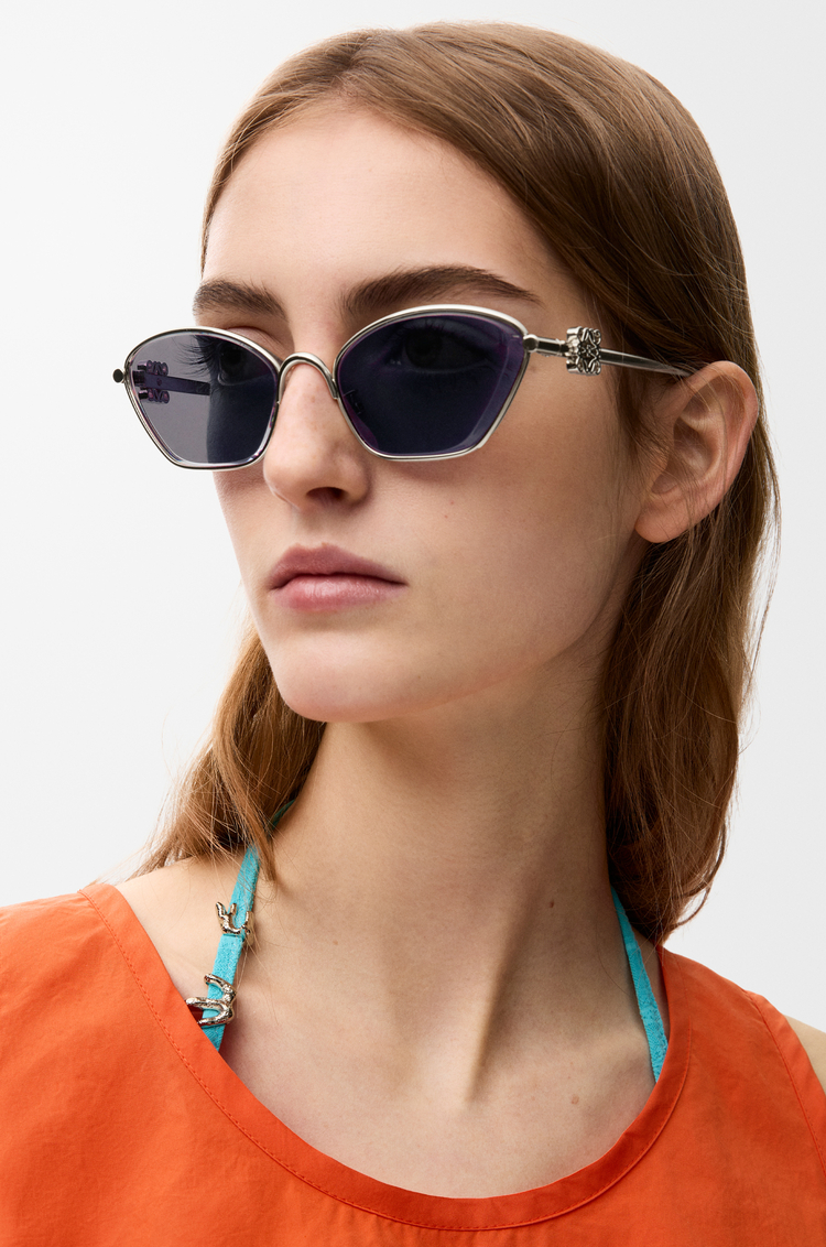 LOEWE 애너그램 육각 선글라스 솔리드 블루
