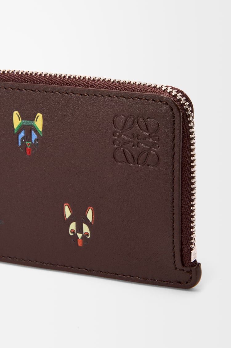 LOEWE Cats Kartenetui mit Münzfach aus klassischem Kalbsleder Braun