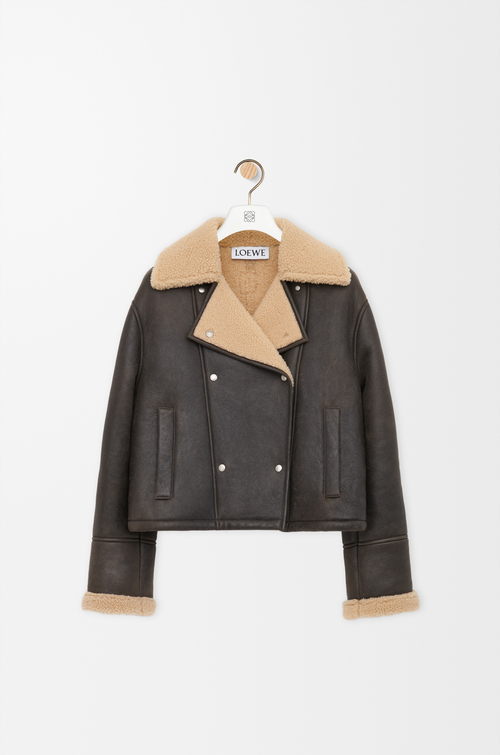 LOEWE 剪羊毛夹克 棕色/米色