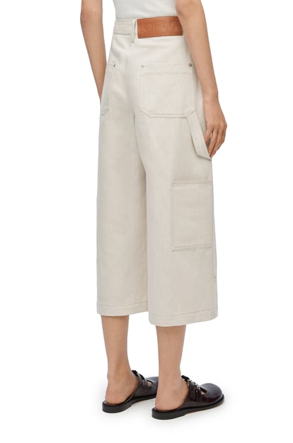 LOEWE Cropped workwear trousers in cotton and  linen Ecru plp_rd