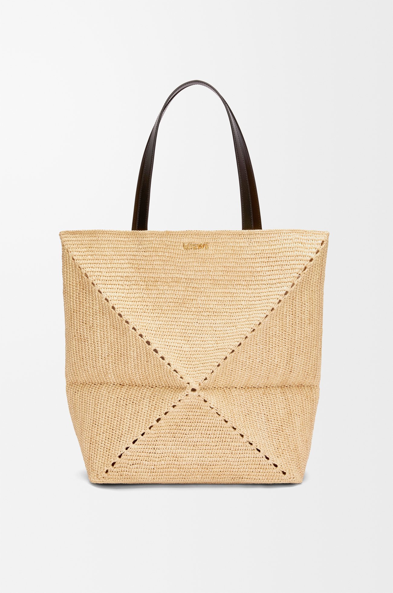 LOEWE Bolso Puzzle Fold Tote XL en rafia Natural/Negro