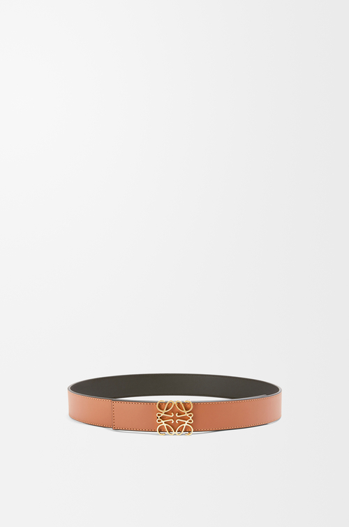 Reversible Anagram belt in smooth calfskin Tan/Black/Gold - LOEWE