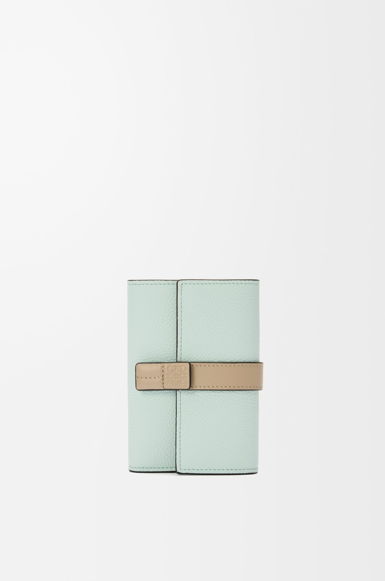 LOEWE 小号柔软粒面牛皮革竖款钱包 冰冻色/粘土色