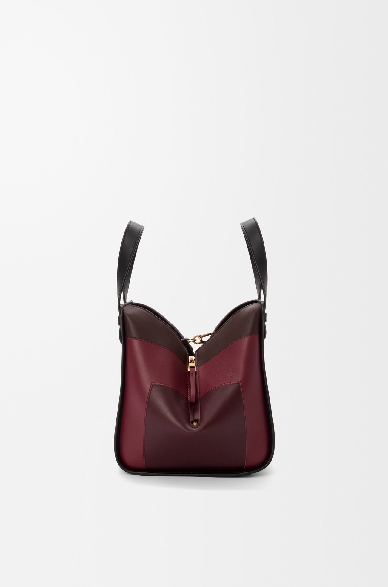 LOEWE Sac Hammock Compact en cuir de veau nappa Black/Burgundy