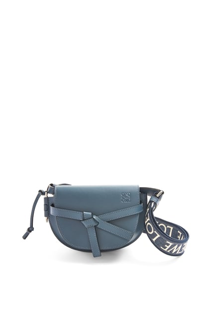 LOEWE Mini Gate Dual bag in soft calfskin and jacquard 瑪瑙藍/S
