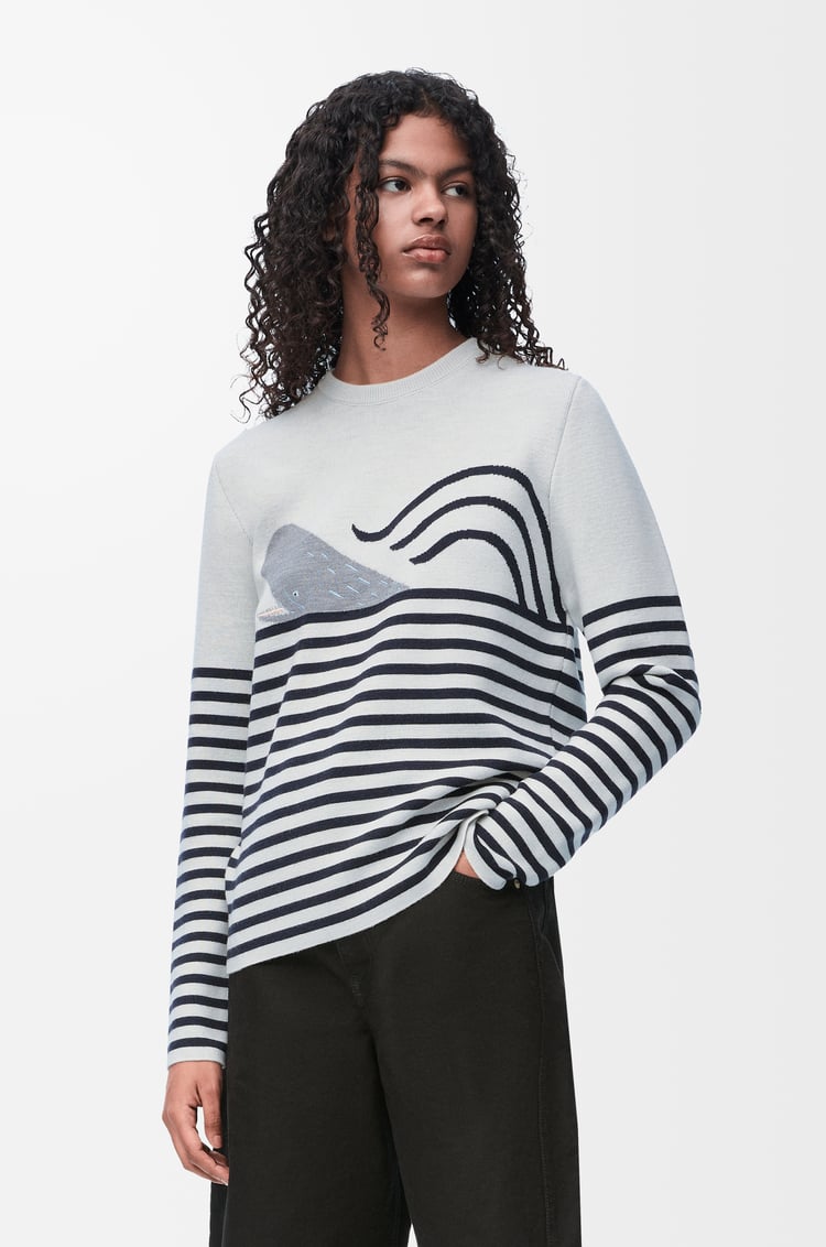 LOEWE Sweater in wool White/Navy