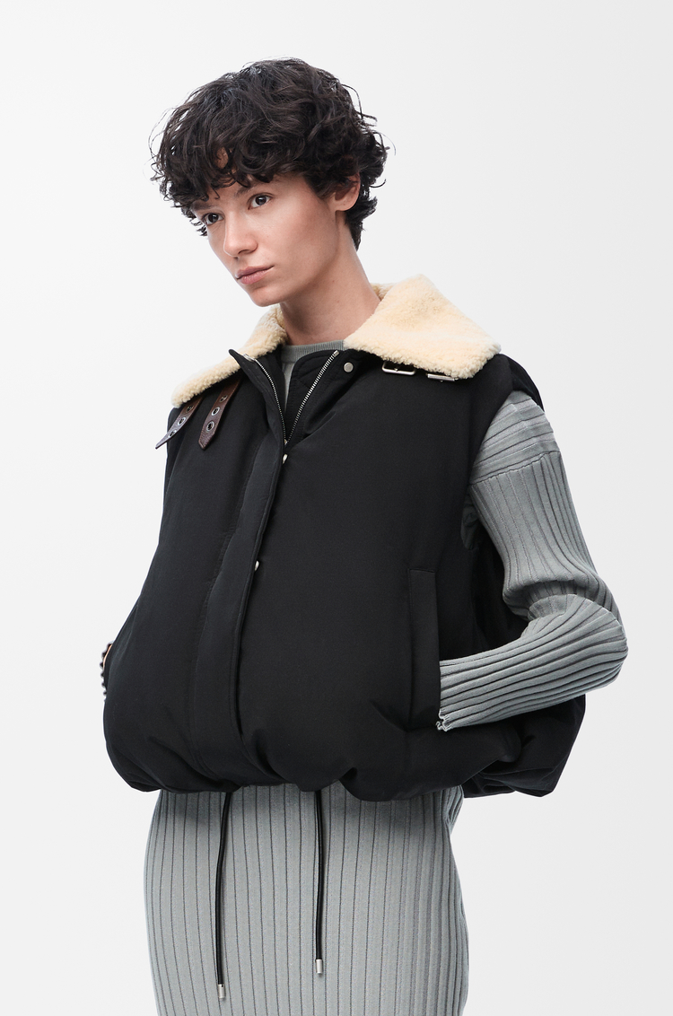 LOEWE Puffer vest in cotton blend Black