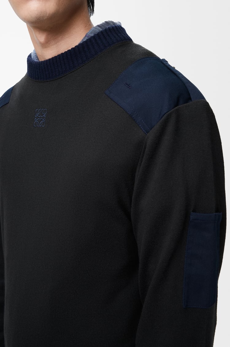 LOEWE Top de manga larga en mezcla de algodón Antracita/Azul Marino Oscuro