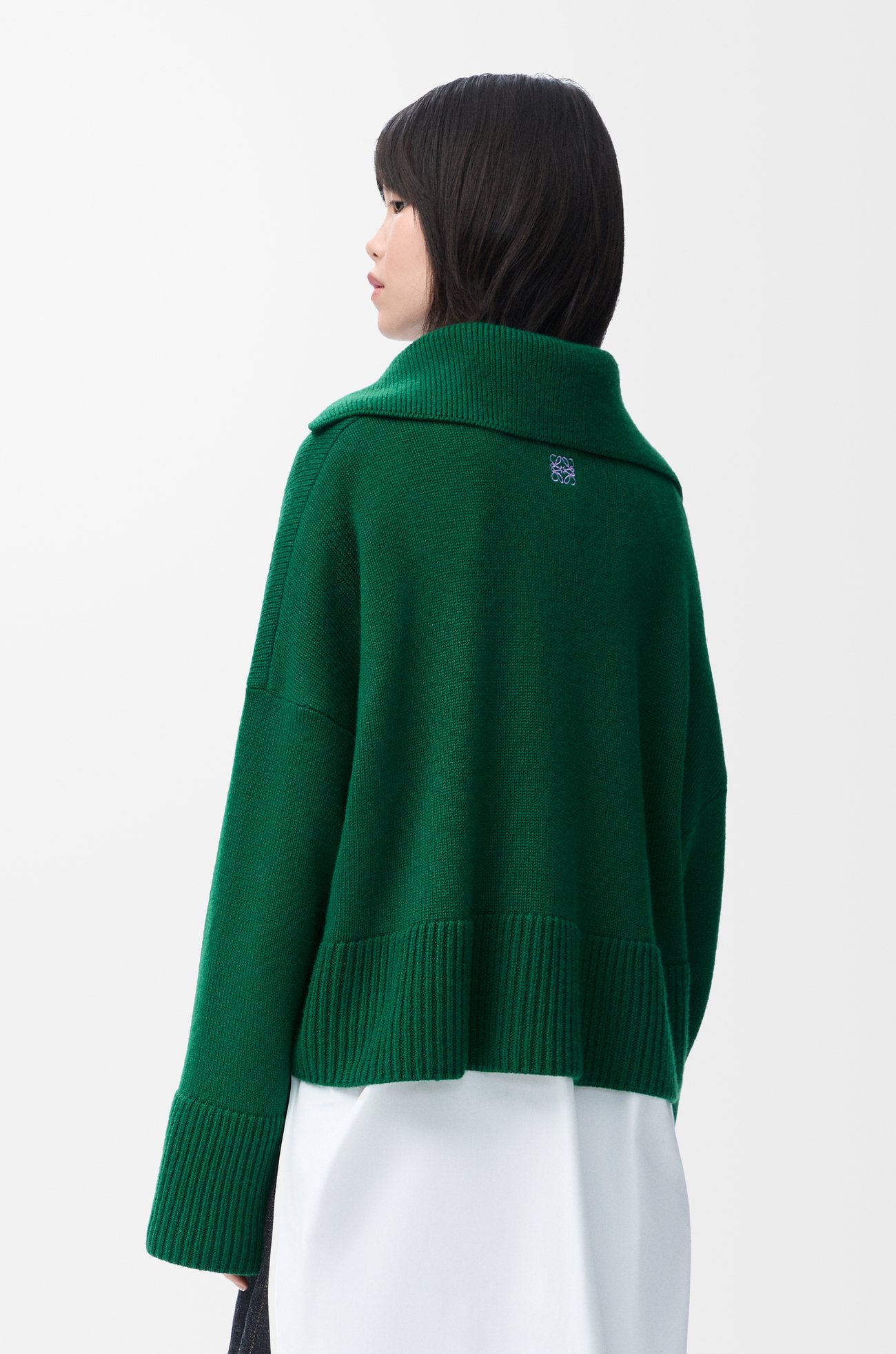 LOEWE 羊绒 Polo 毛衣 绿色