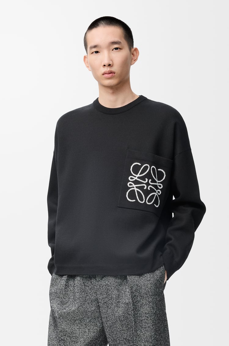 LOEWE Jersey Anagram con bolsillo en algodón Negro/Blanco