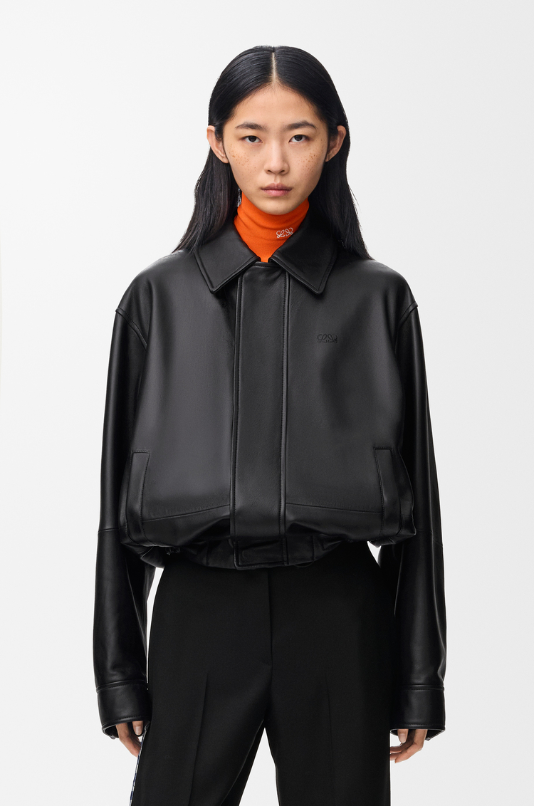 LOEWE Chaqueta con cordón de ajuste en piel napa de cordero Negro