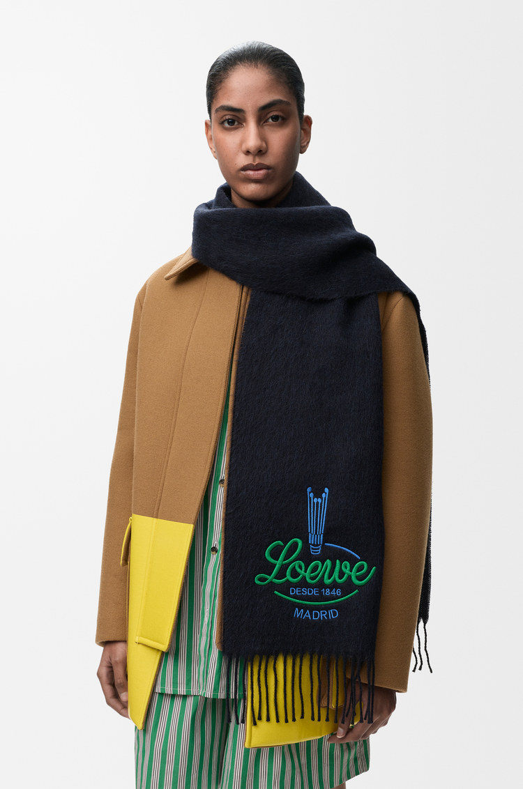 LOEWE Bufanda en alpaca Azul Marino Oscuro