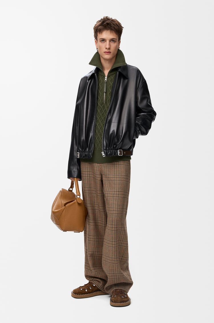 LOEWE Chaqueta con cinturón en piel napa de cordero Negro