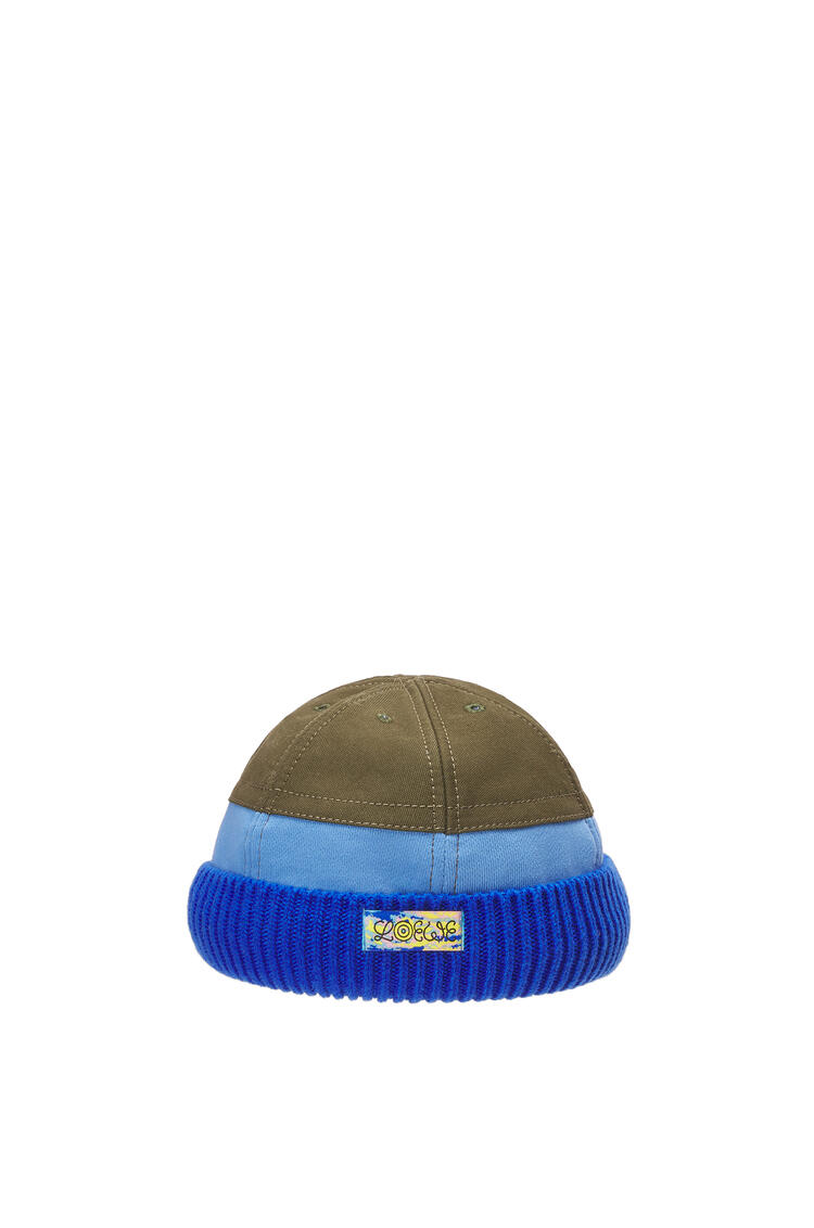 LOEWE Canvas beanie in cotton and wool Green/Blue pdp_rd