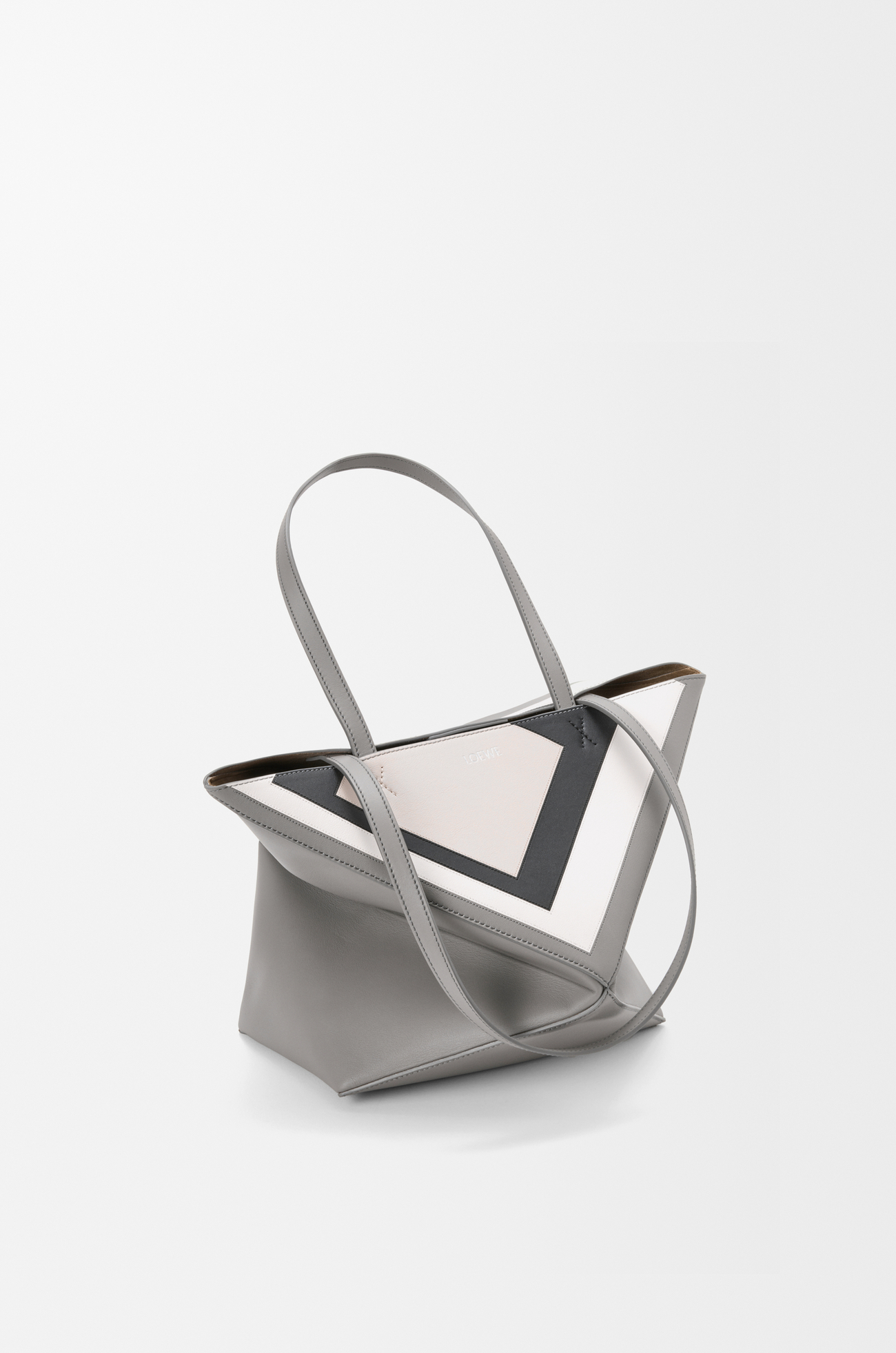 LOEWE Medium Puzzle Fold tote in nappa calfskin Grey/Light Ghost