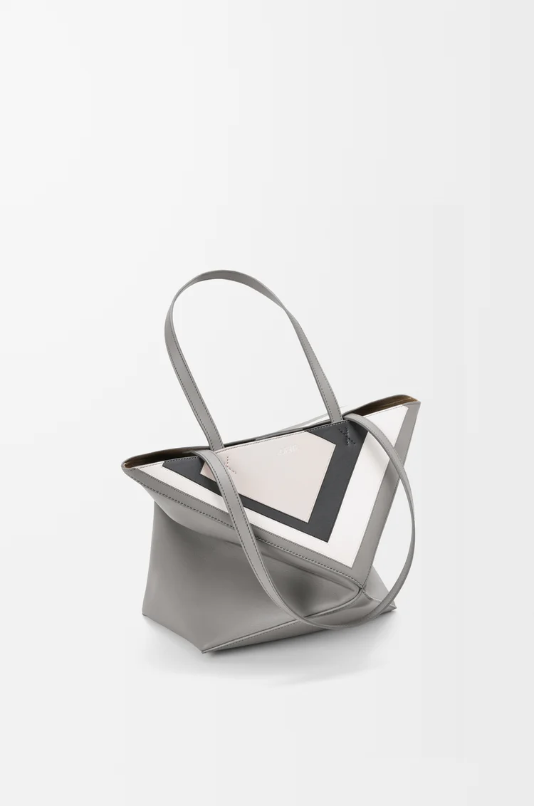 LOEWE Medium Puzzle Fold tote in nappa calfskin Grey/Light Ghost