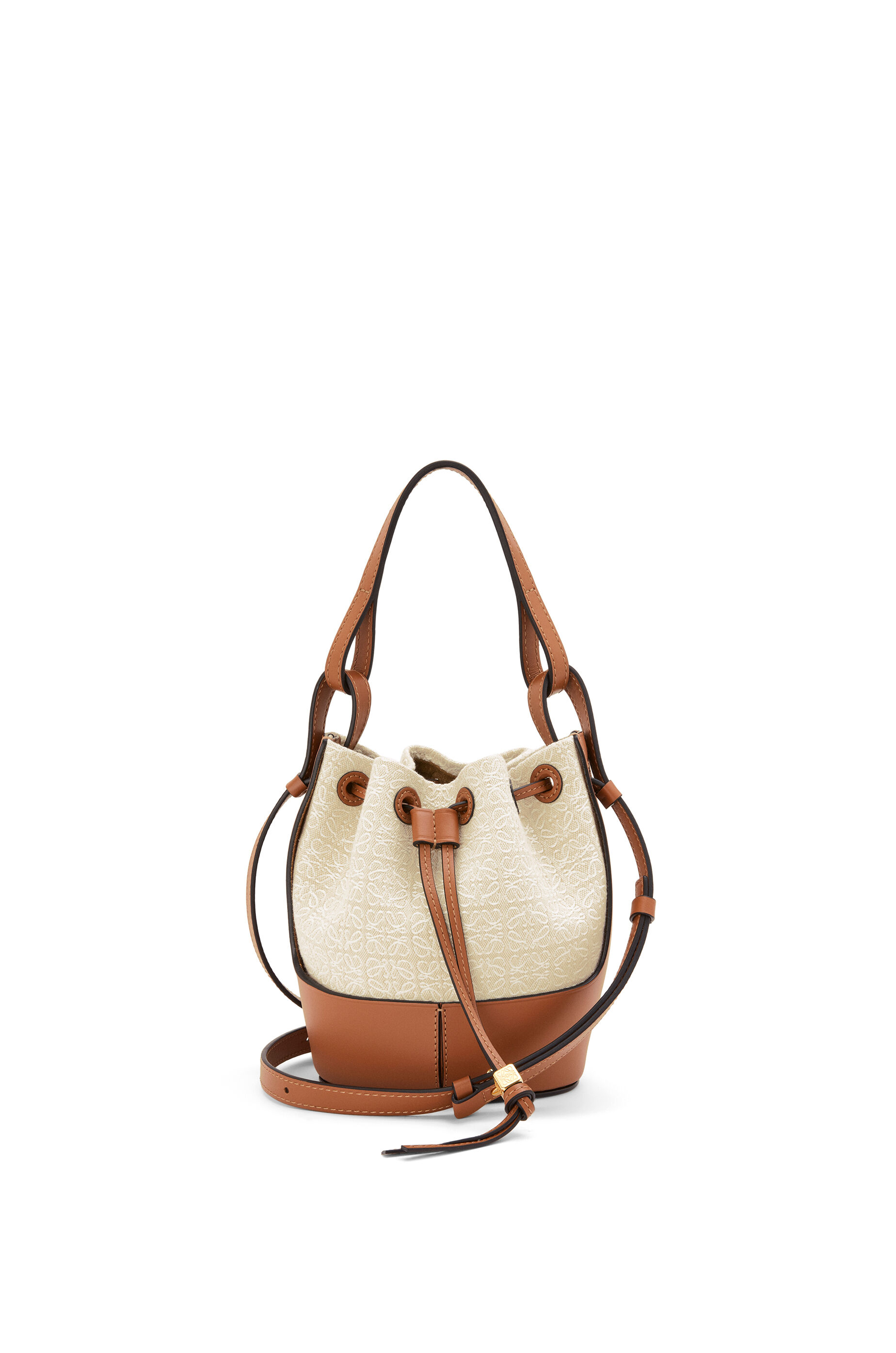 Bolso Balloon mini en jacquard y piel de ternera Ecru/Bronceado - LOEWE