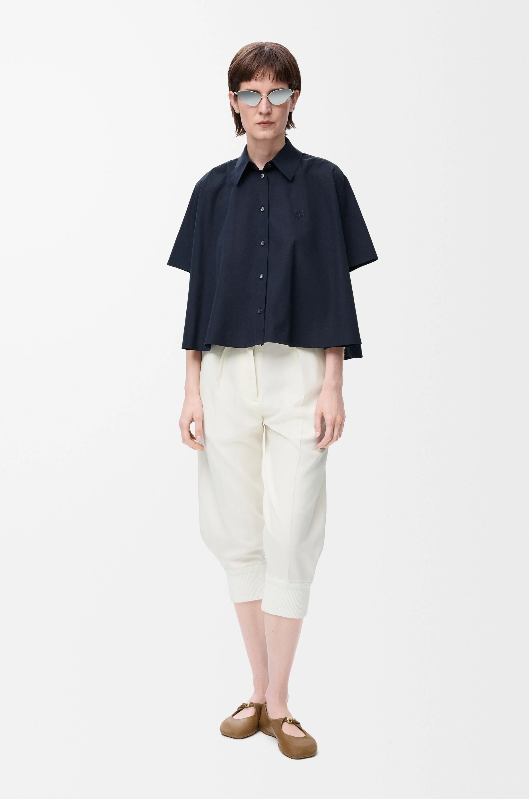 LOEWE ショートスリーブ トラペーズ シャツ（コットン） ショートスリーブ トラペーズ シャツ（コットン） ホワイト - LOEWE