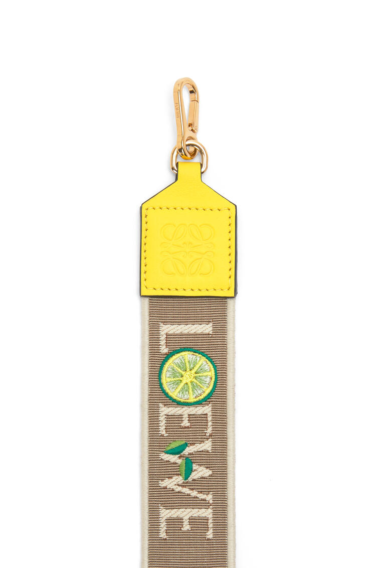 LOEWE Cocktail strap in Anagram jacquard and calfskin Natural/Lemon pdp_rd