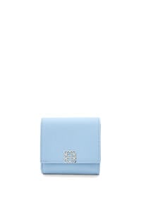 LOEWE Anagram compact flap wallet in pebble grain calfskin Dusty Blue