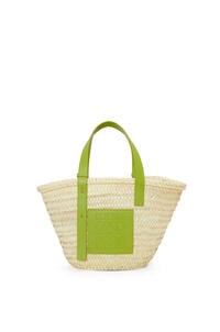 LOEWE Basket bag in palm leaf and calfskin Natural/Meadow Green