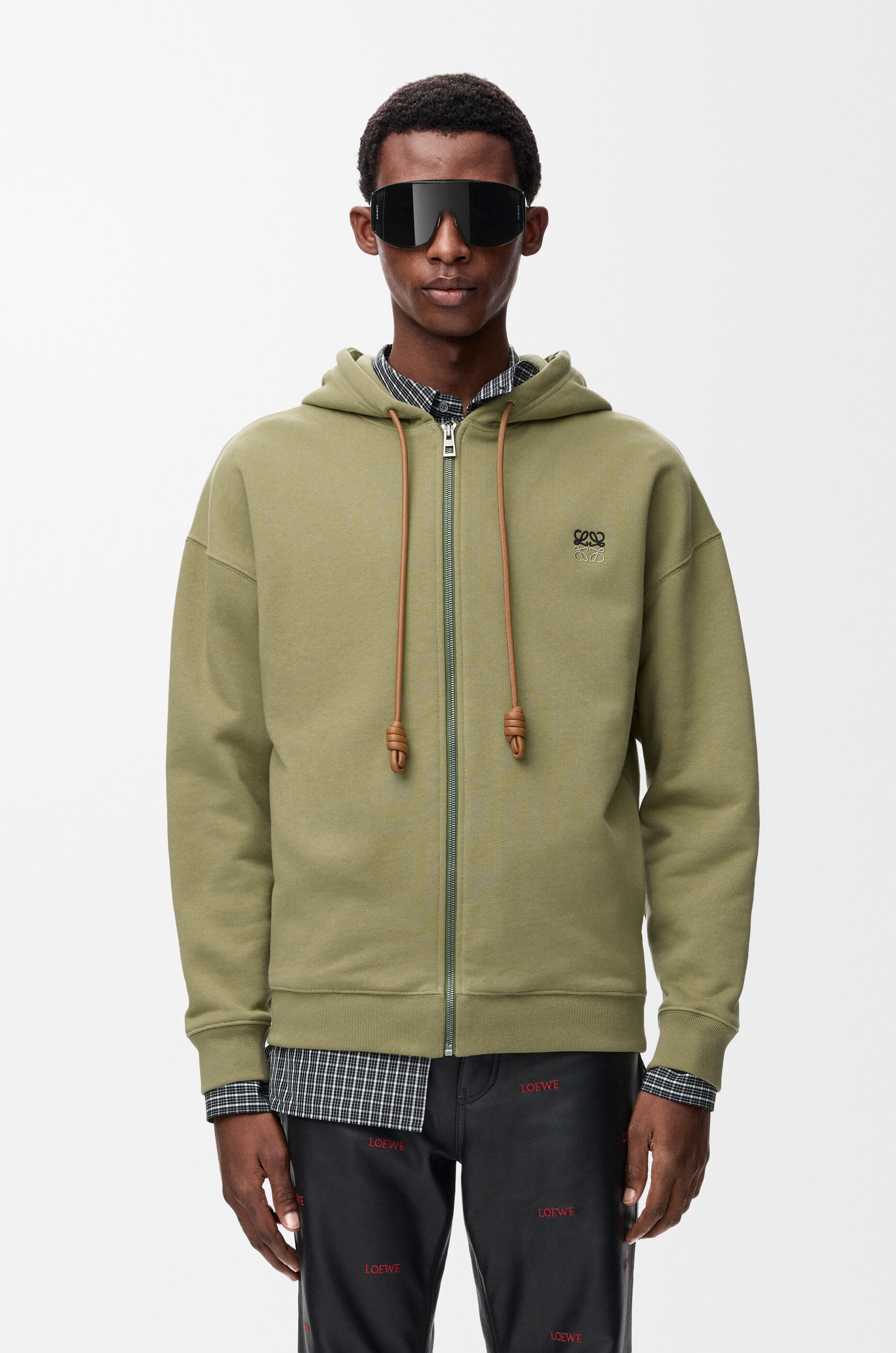 Zip-up hoodie in cotton Green - LOEWE International official website