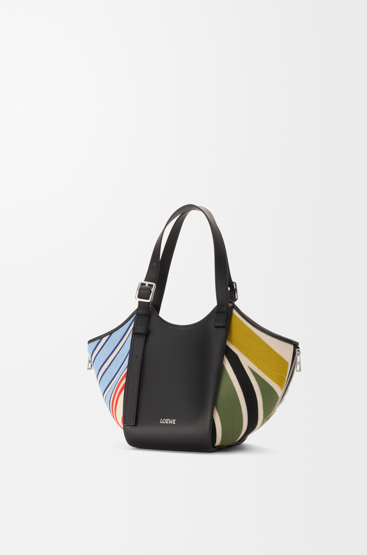 LOEWE Sac Hammock Flip en toile brodée et cuir de veau Écru/Multicolore